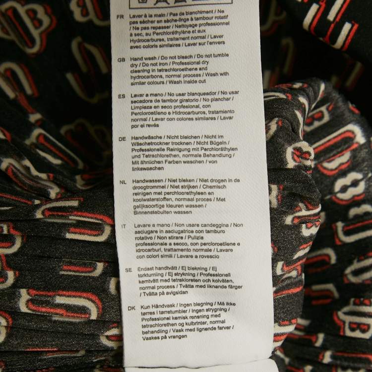 مملوكة مسبقًا Maje Black Logo Print Crepe Shirring Mini Dress M