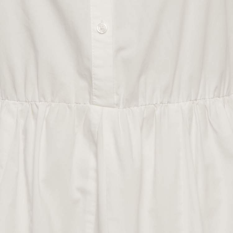 Pre Owned Maje White Cotton Guipure Detail Flared Mini Dress M