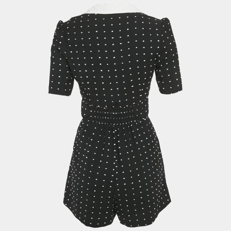 Pre Owned Maje Black Plumetis Crepe Collared Playsuit S