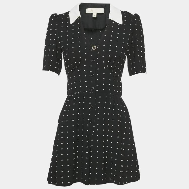 Pre Owned Maje Black Plumetis Crepe Collared Playsuit S