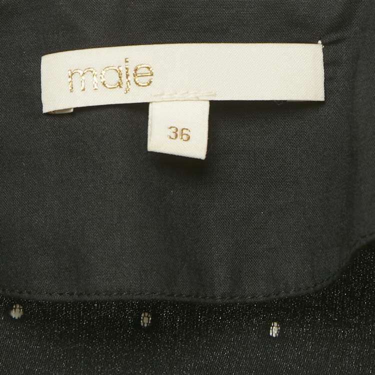 Pre Owned Maje Black Plumetis Crepe Collared Playsuit S