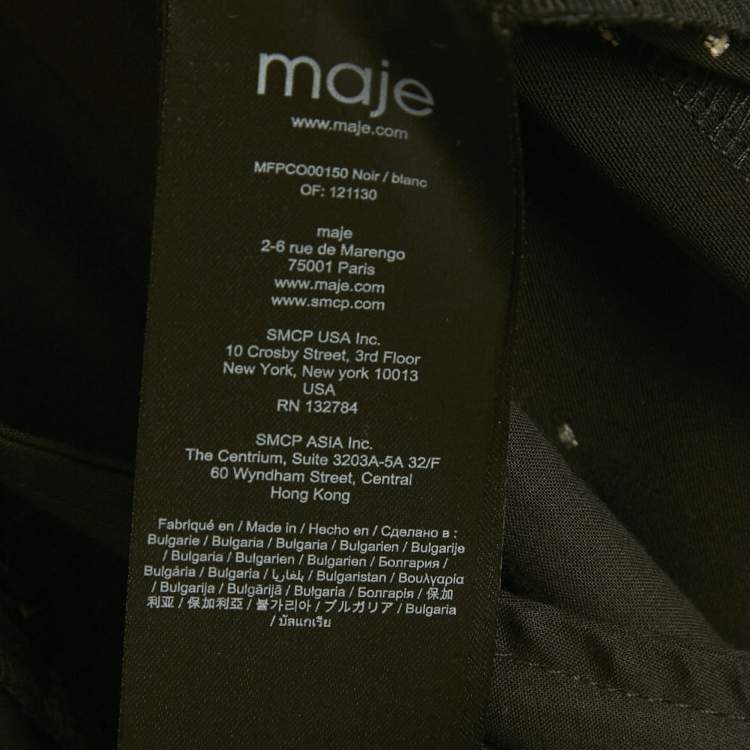 Pre Owned Maje Black Plumetis Crepe Collared Playsuit S