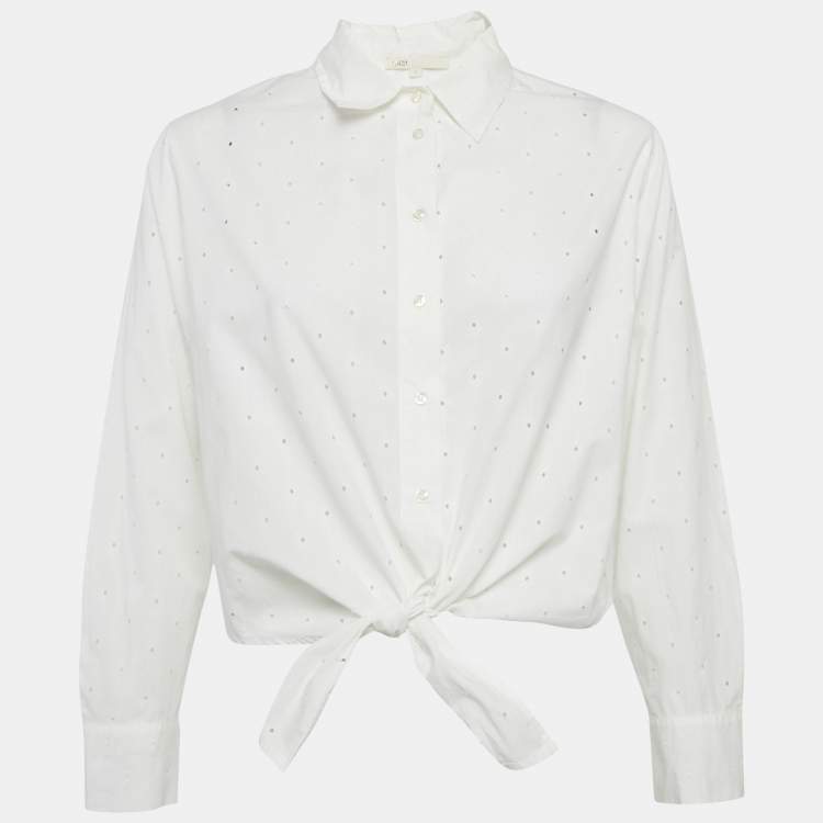 Pre Owned Maje White Broderie Anglaise Chalise Shirt M