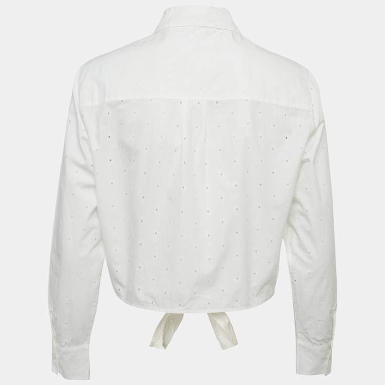 Pre Owned Maje White Broderie Anglaise Chalise Shirt M