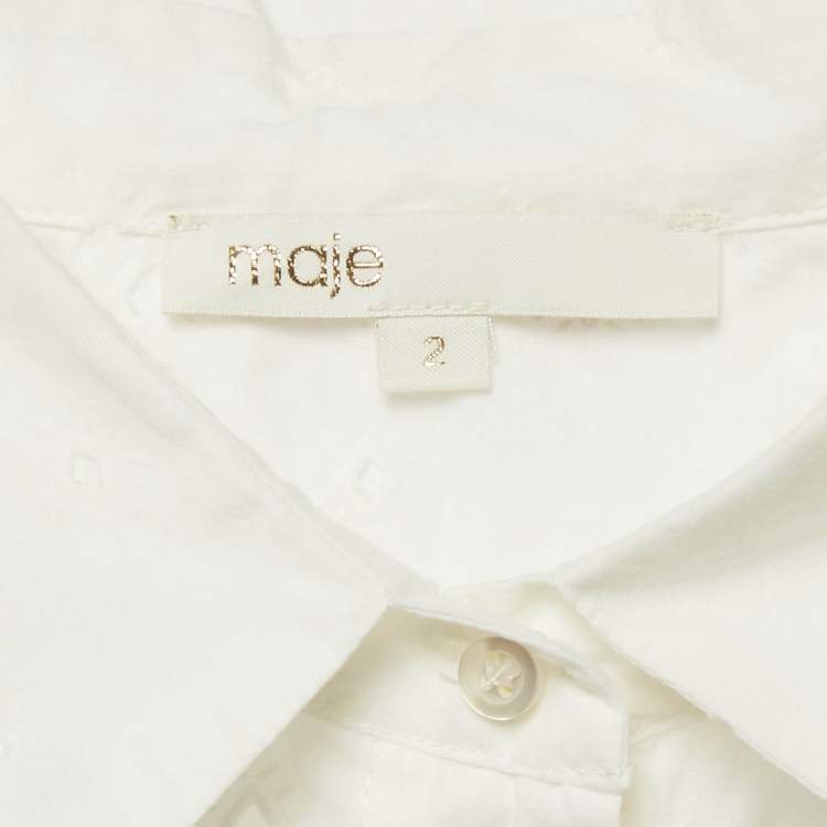 Pre Owned Maje White Broderie Anglaise Chalise Shirt M