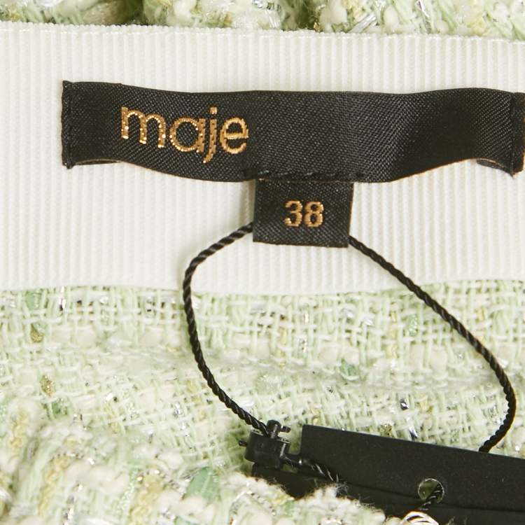 Pre Owned Maje Green Shiny Tweed Mini Dress M