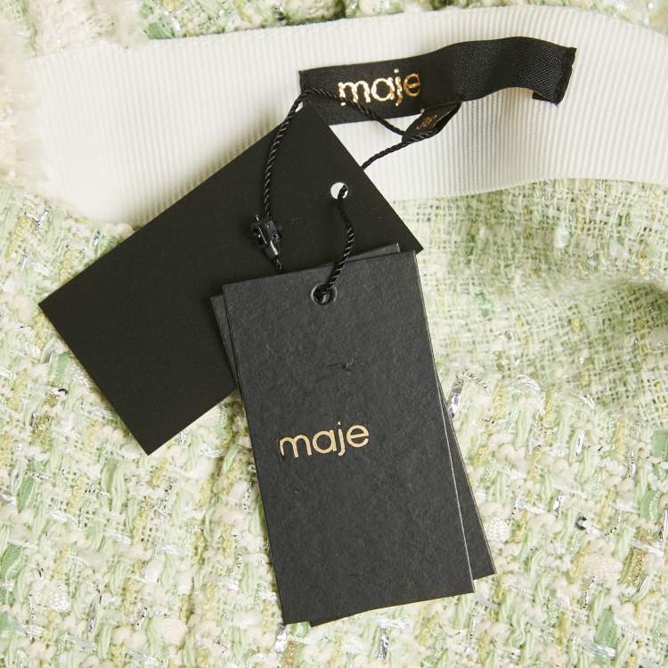 Pre Owned Maje Green Shiny Tweed Mini Dress M