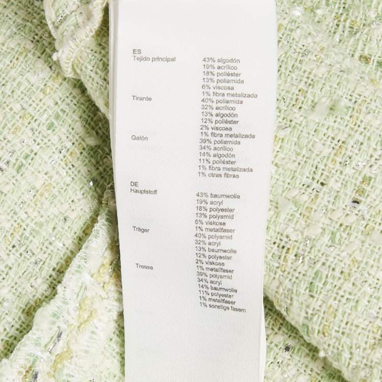 Pre Owned Maje Green Shiny Tweed Mini Dress M