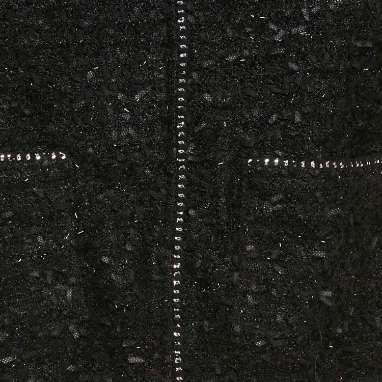 Pre Owned Maje Black Stretch Knit Crop Zip Up Jacket M