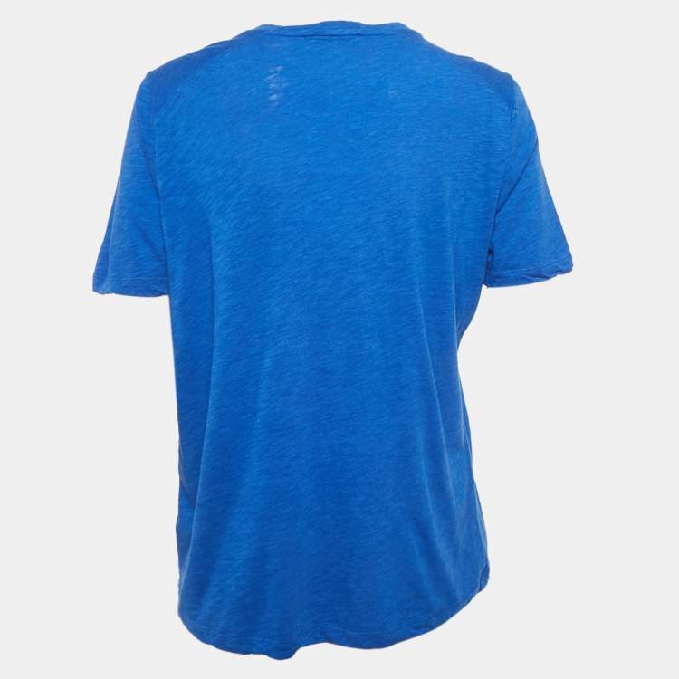 Pre Owned Maje Blue Rhinestone Detail Jersey T-Shirt L