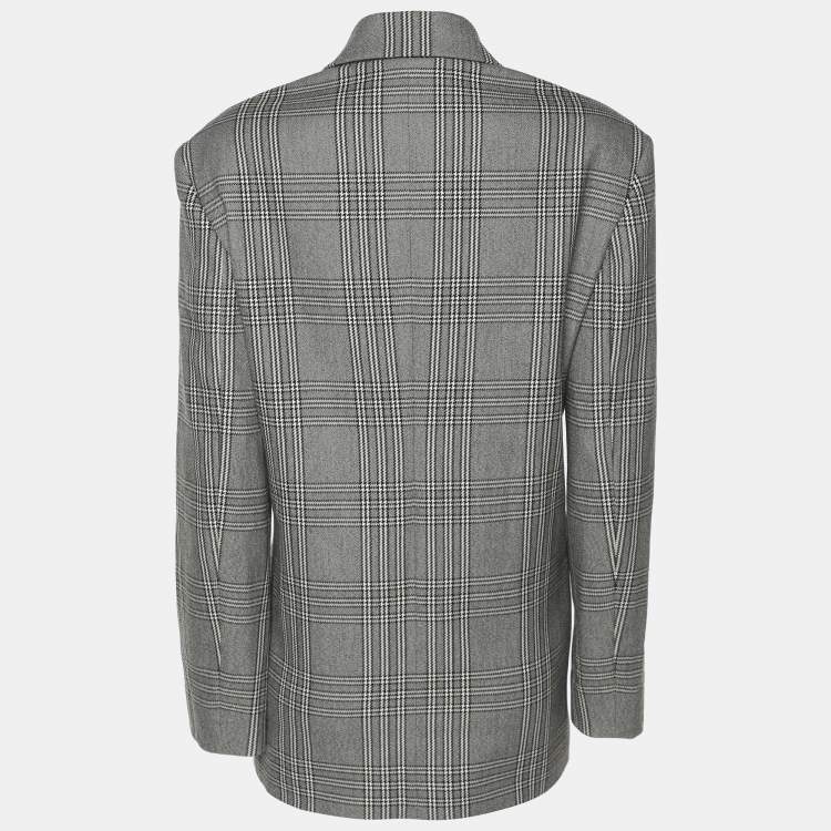 Pre Owned Maje Grey Checked Gabbardine Single Breasted Blazer S