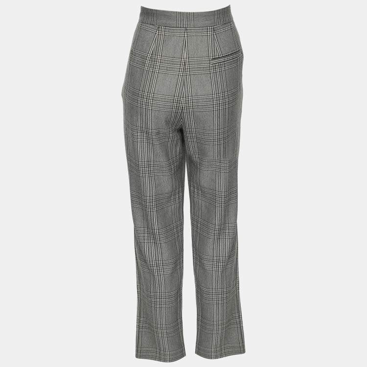 مملوكة مسبقًا Maje Grey Checked Gabbardine Trousers M