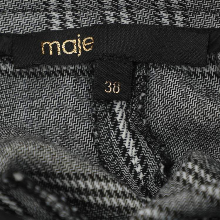 مملوكة مسبقًا Maje Grey Checked Gabbardine Trousers M