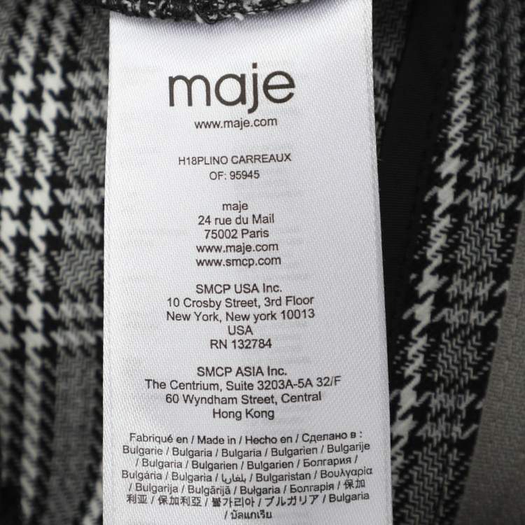 مملوكة مسبقًا Maje Grey Checked Gabbardine Trousers M