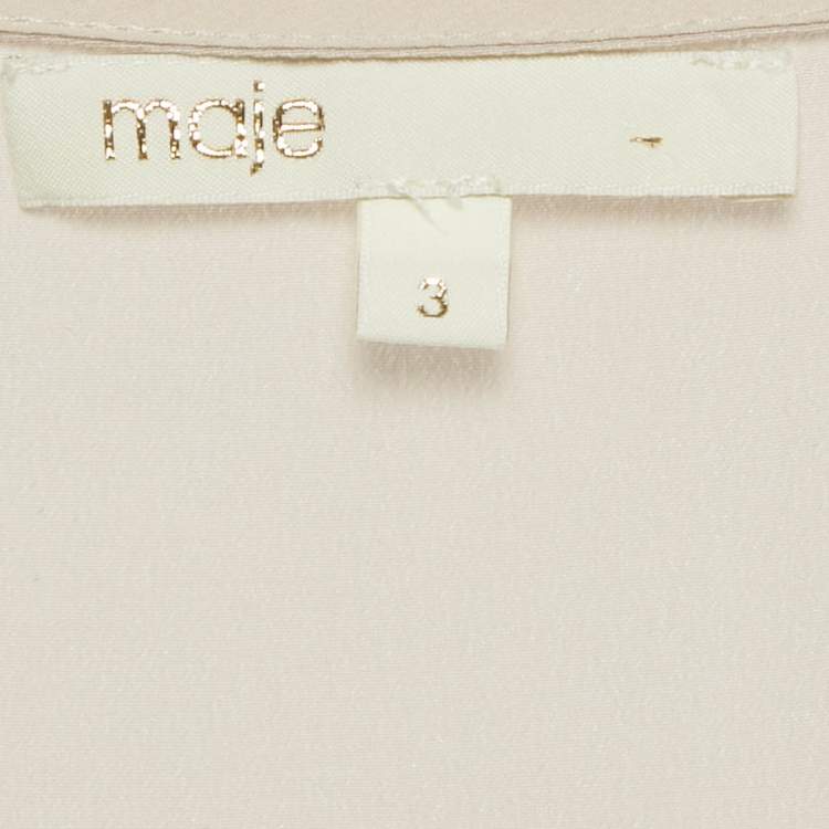 Pre Owned Maje Beige Silk Crew Neck Blouse L