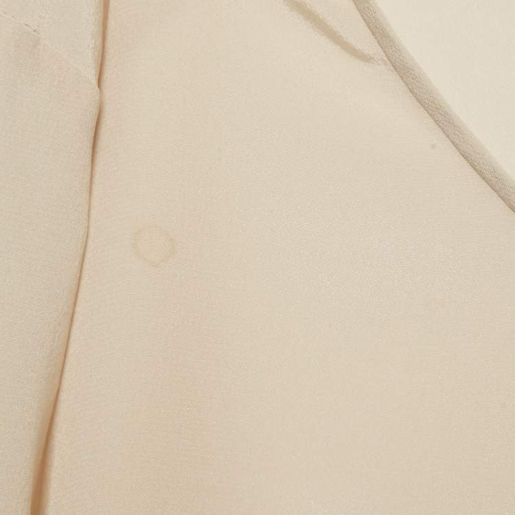 Pre Owned Maje Beige Silk Crew Neck Blouse L
