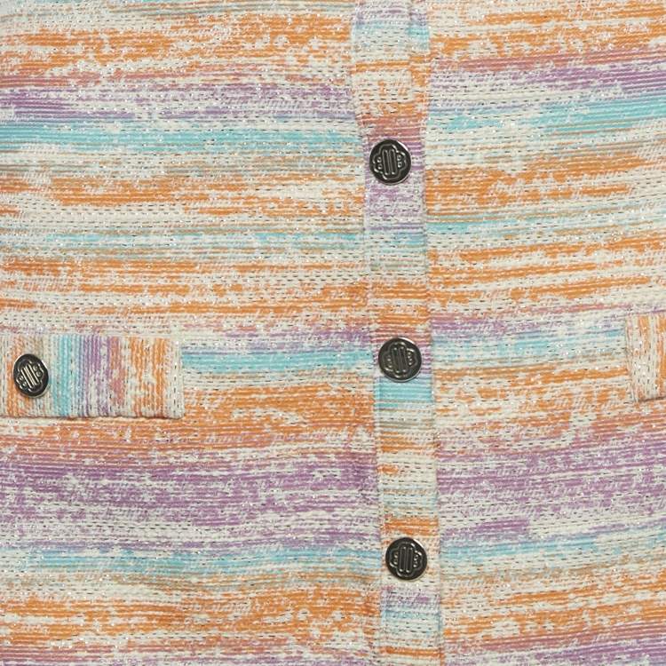 Pre Owned Maje Multicolor Lurex Tweed Cut Out Mini Dress L