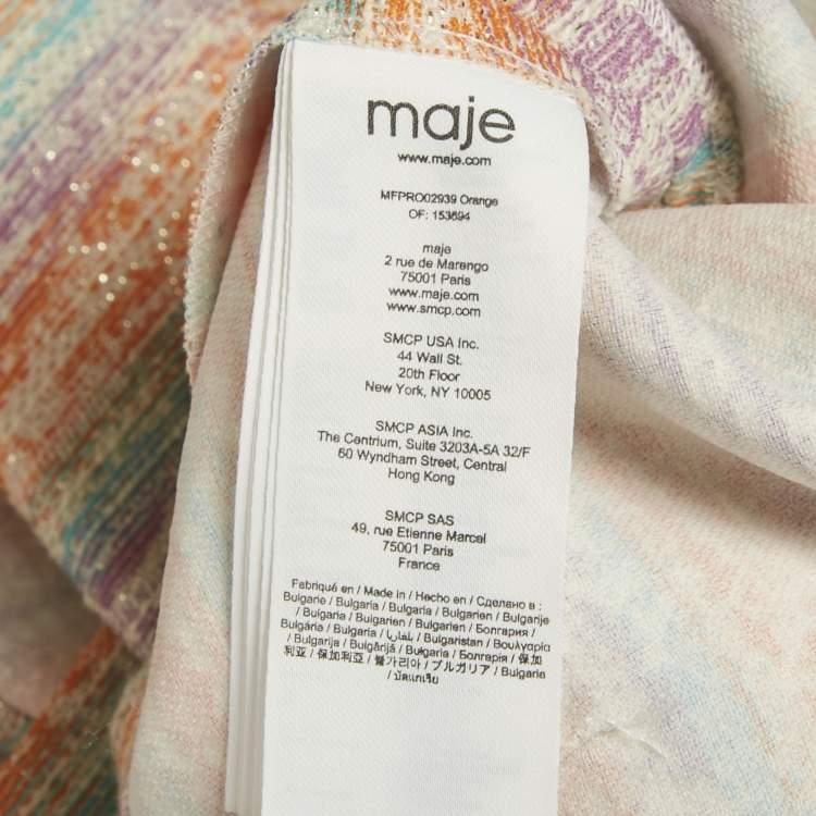 Pre Owned Maje Multicolor Lurex Tweed Cut Out Mini Dress L