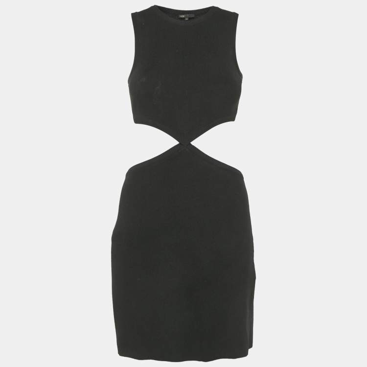 Pre Owned Maje Black Rib Knit Open-Waist Mini Dress S