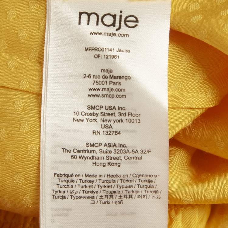 مملوكة مسبقًا Maje Yellow Jacquard Roseya Ruffled Wrap Dress S