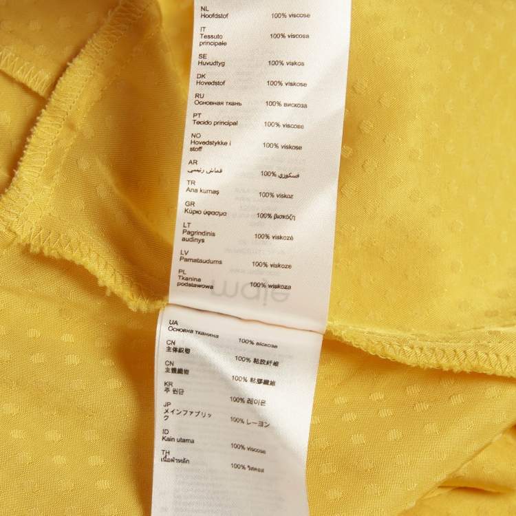 مملوكة مسبقًا Maje Yellow Jacquard Roseya Ruffled Wrap Dress S