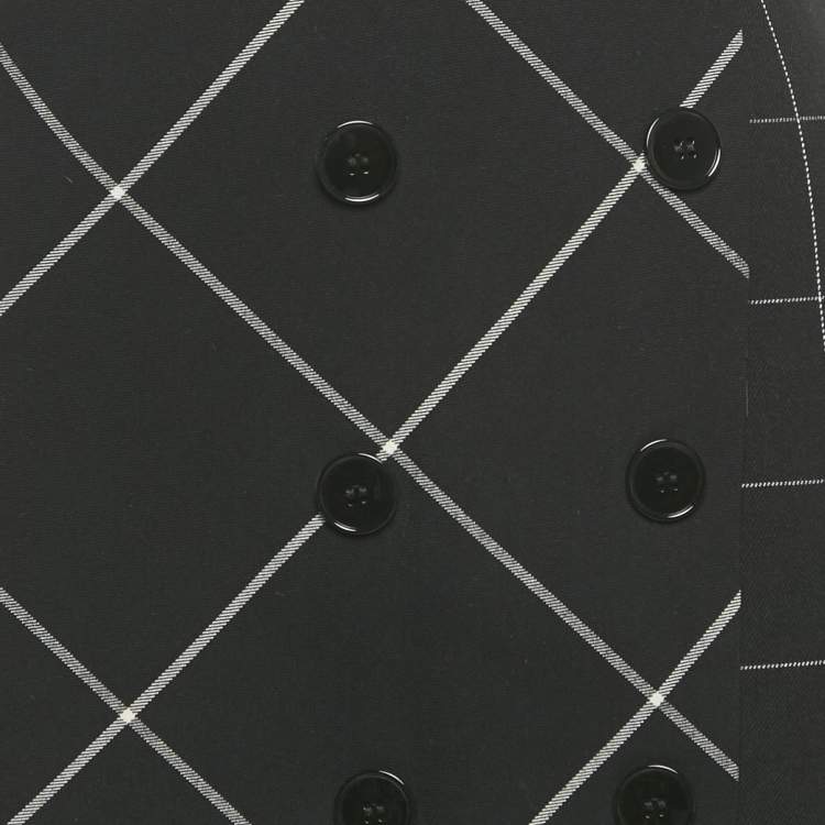 Pre Owned Maje Black Windowpane Gabardine Joly Pinafore Dress M