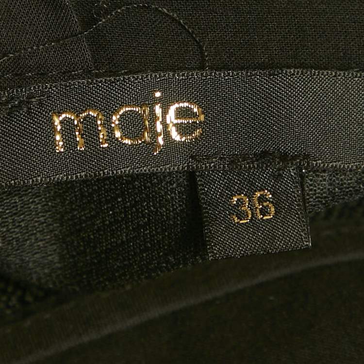 Pre Owned Maje Black Windowpane Gabardine Joly Pinafore Dress M