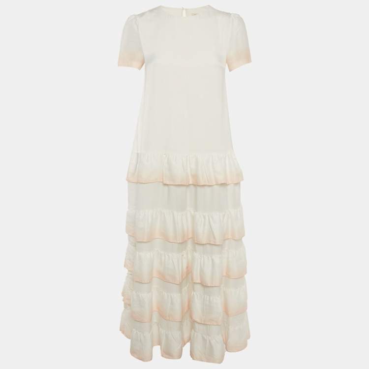 Pre Owned Maje White Silk Ralaxy Ombre Dress S