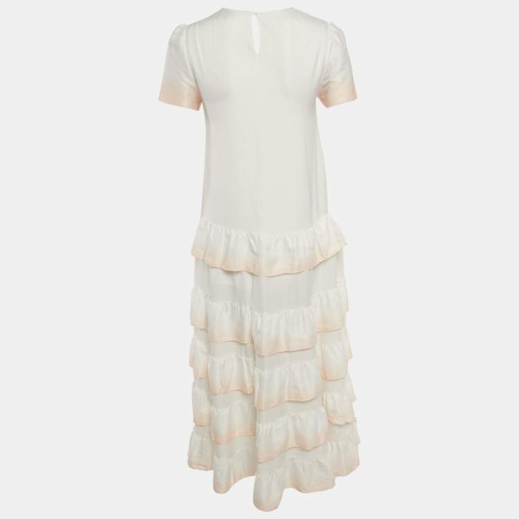Pre Owned Maje White Silk Ralaxy Ombre Dress S