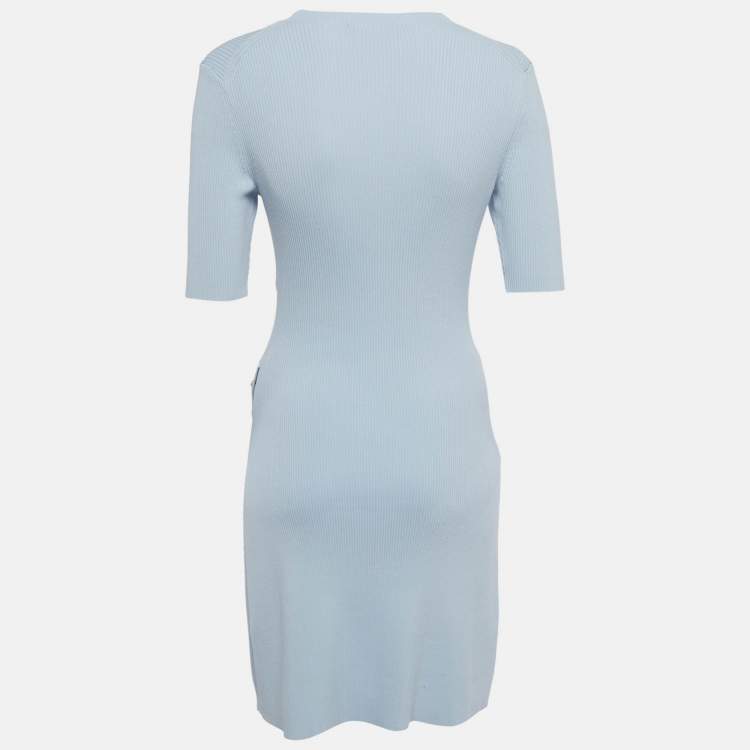 مملوكة مسبقًا Maje Blue Rib Knit Shorts Dress M