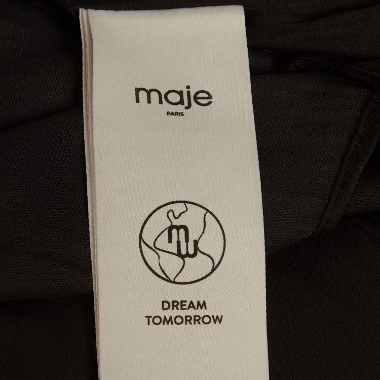 Pre Owned Maje Black Satin Smocked Mini Dresses M