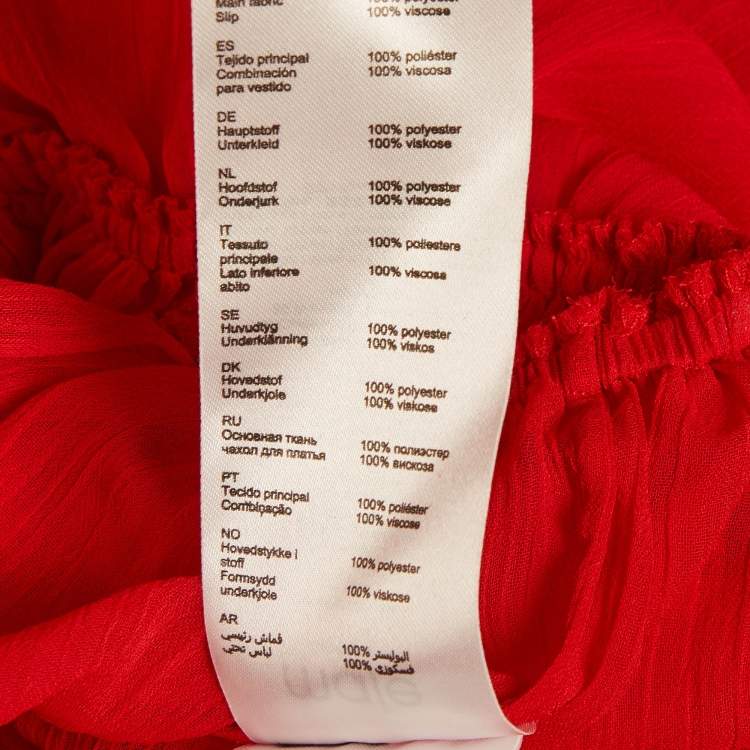 Pre Owned Maje Red Chiffon Ruffle Maxi Dress S