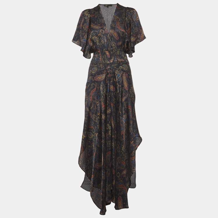 Pre Owned Maje Navy Blue Paisley Print Rachel Maxi Dress M