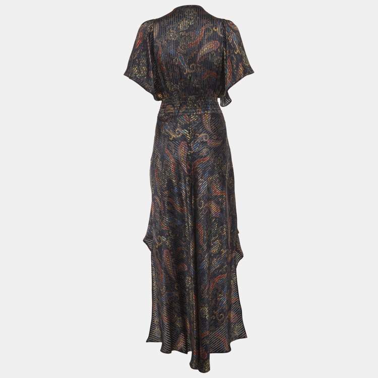 Pre Owned Maje Navy Blue Paisley Print Rachel Maxi Dress M