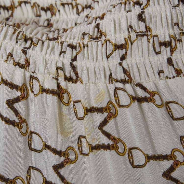 Pre Owned Maje Cream Racheline Print Crepe Asymmetric Flared Maxi Dress M