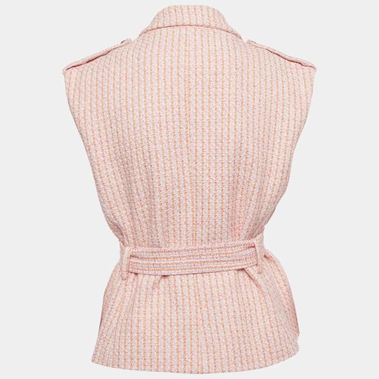 Pre Owned Maje Pink/Orange Tweed Sleeveless  Jacket L