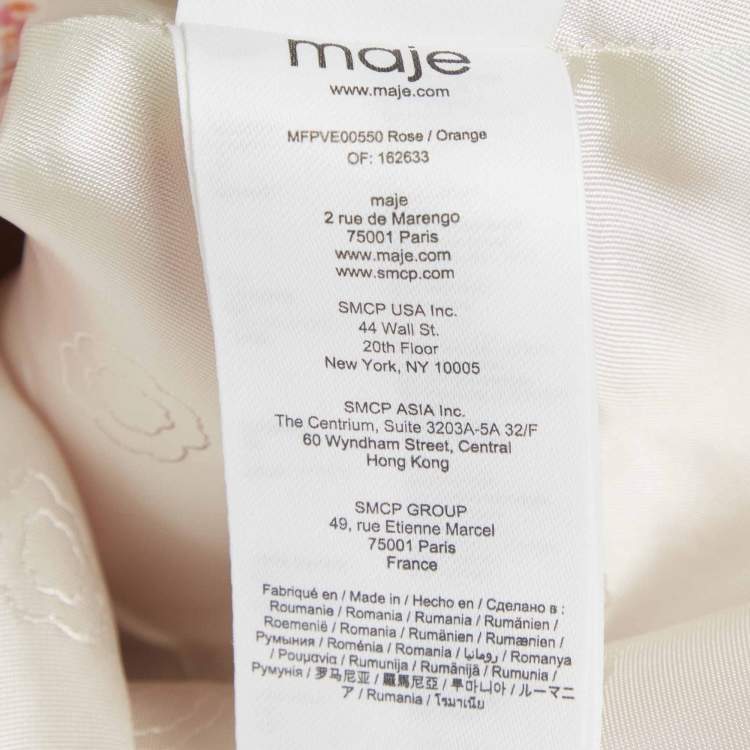 Pre Owned Maje Pink/Orange Tweed Sleeveless  Jacket L