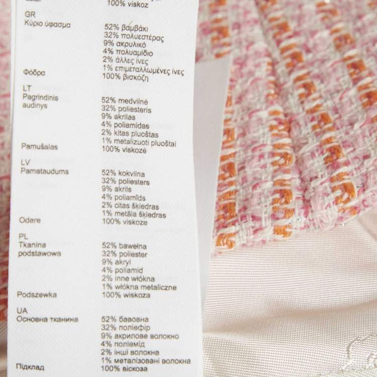 Pre Owned Maje Pink/Orange Tweed Sleeveless  Jacket L