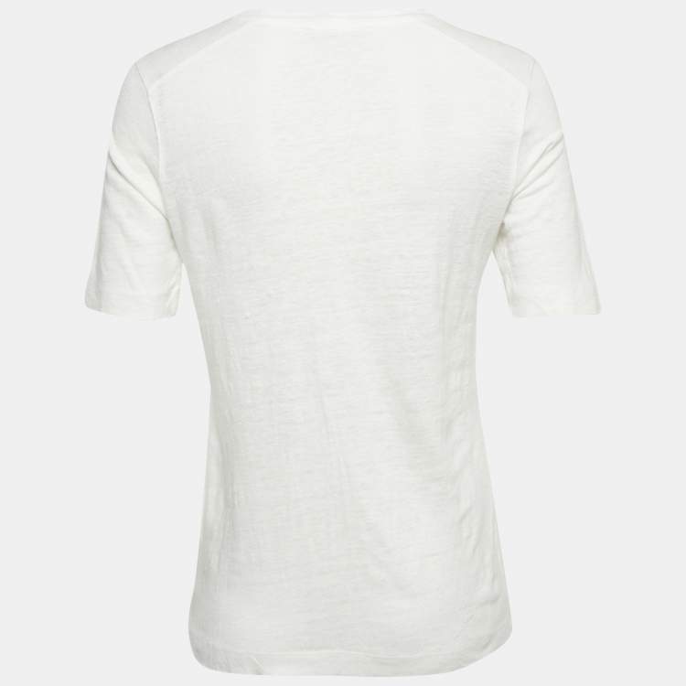 مملوكة مسبقًا Maje White Cotton Knit Peacock Patch Detail T-Shirt S