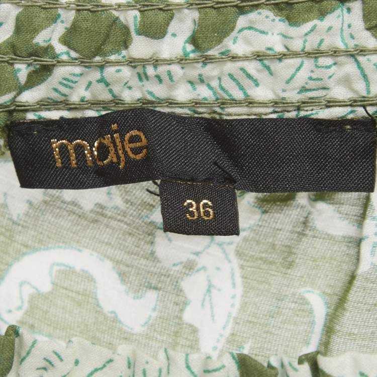 Pre Owned Maje Green Jitale Printed Ruffled Maxi Skirt S