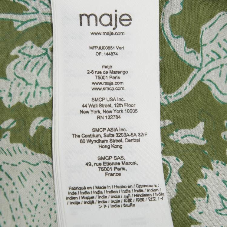 Pre Owned Maje Green Jitale Printed Ruffled Maxi Skirt S