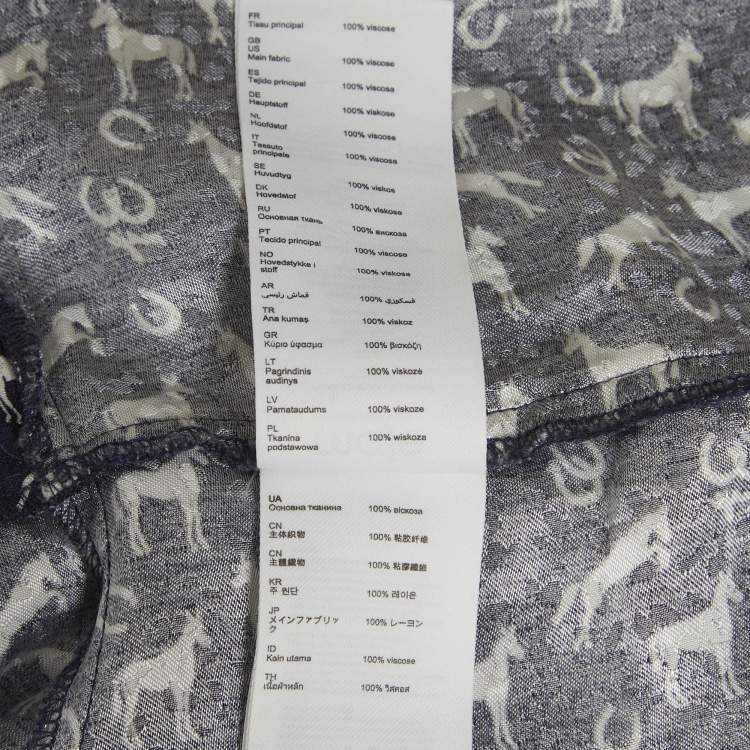 Pre Owned Maje Navy Blue Horse Print Jacquard Mini Wrap Dress M