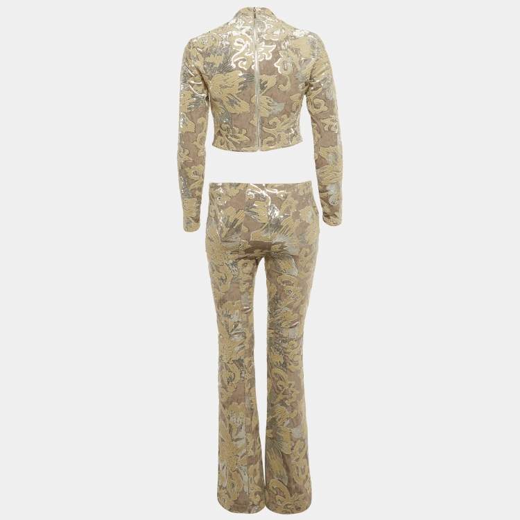 Pre Owned Maje Grey Sequin Embroidered Velvet Set XS/S