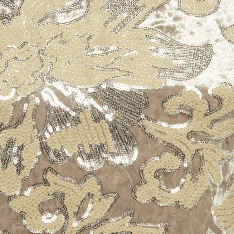 Pre Owned Maje Grey Sequin Embroidered Velvet Set XS/S