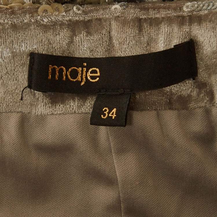 Pre Owned Maje Grey Sequin Embroidered Velvet Set XS/S