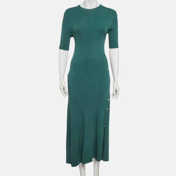 Pre Owned Maje Teal Blue Rib Knit Roxia Maxi Dress S
