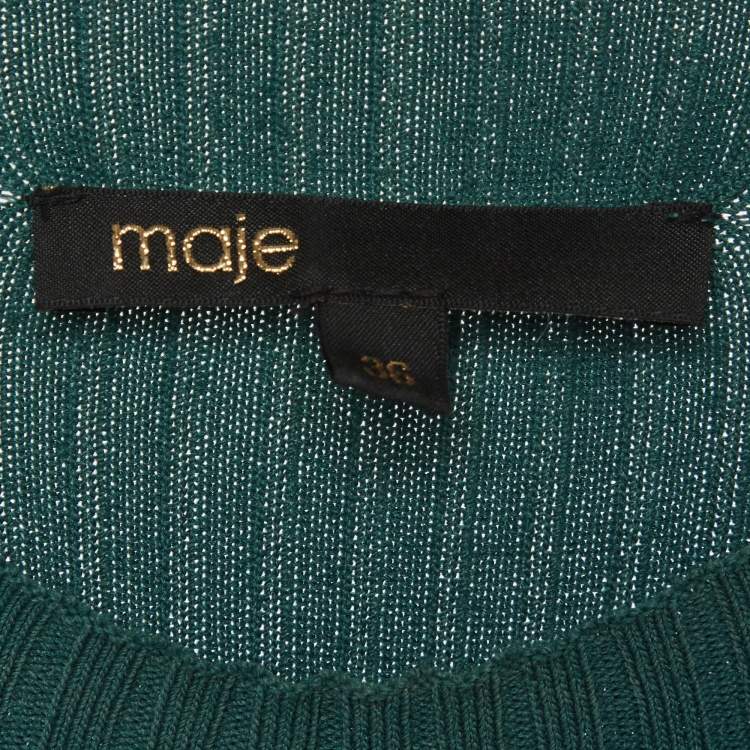 Pre Owned Maje Teal Blue Rib Knit Roxia Maxi Dress S