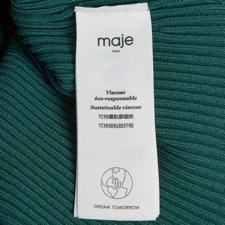 Pre Owned Maje Teal Blue Rib Knit Roxia Maxi Dress S