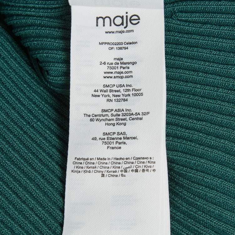 Pre Owned Maje Teal Blue Rib Knit Roxia Maxi Dress S