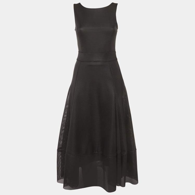 Pre Owned Maje Black Mesh Flared Raining Midi Dress S